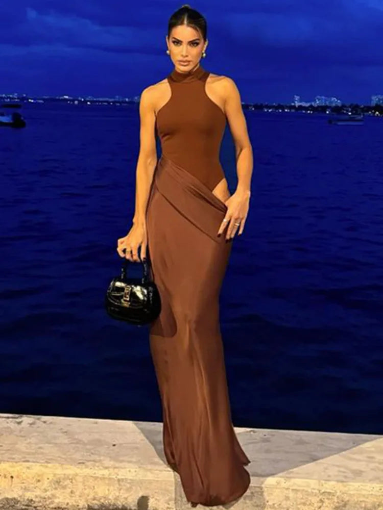 Luxe Satin Cutout Maxi Dress