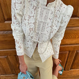 Lace Bloom Embroidered Puff Sleeve Blouse
