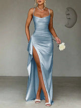 Midnight Satin Slip Gown