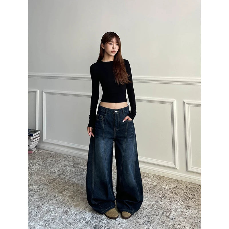 HarajukuWide™ – Baggy Retro Y2K Jeans (High Waist, 2000s Style)