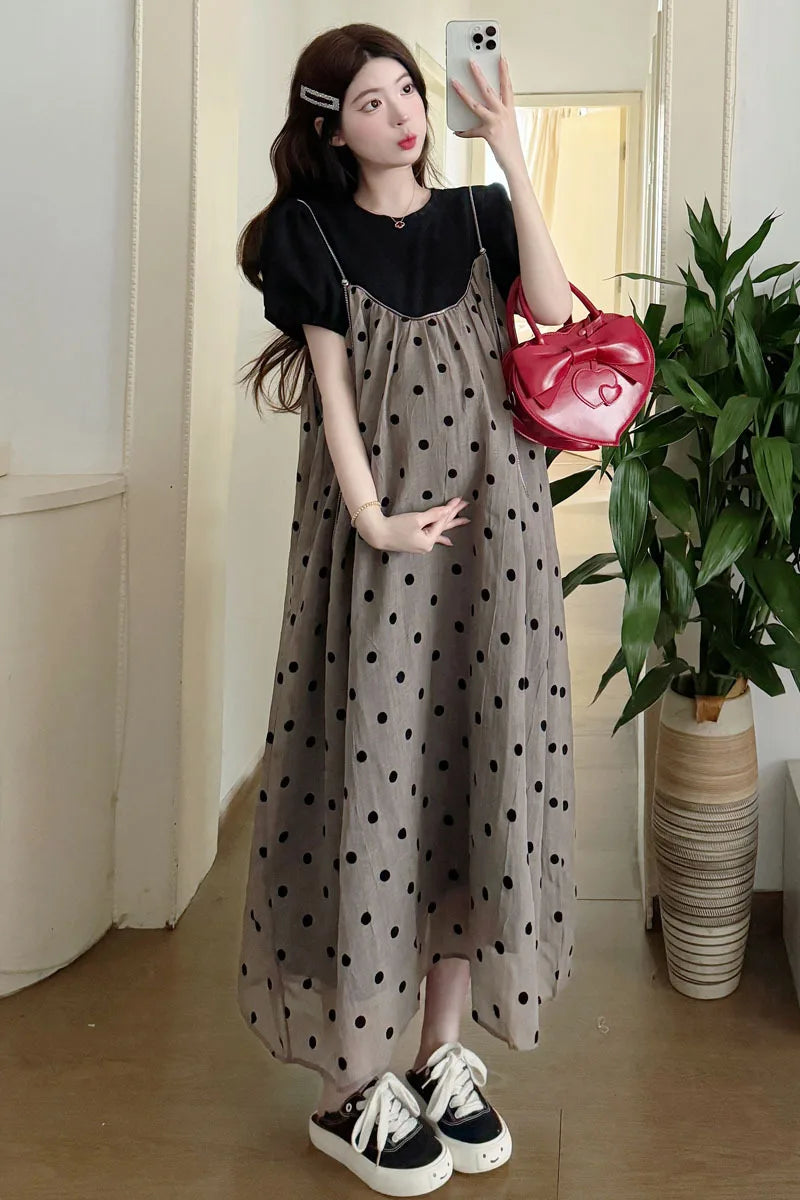 Summer Maternity Two-Piece Skirt Set