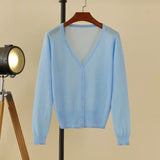 Women Cropped V-Neck Knit Cardigan