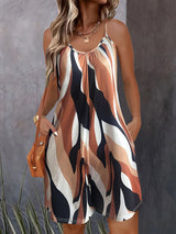 PrintFlare™ – Abstract Strap Summer Romper (Boho, Printed & Easygoing)