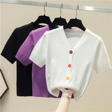 Women's Short Sleeve Crop Knit Sweater