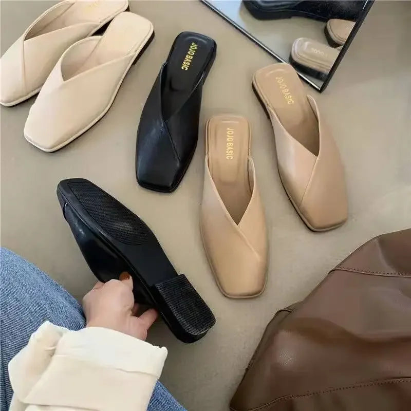 Women Designer Mules Leather Sandals