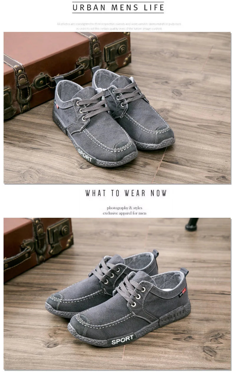 Men’s Breathable Lace-Up Canvas Sneakers
