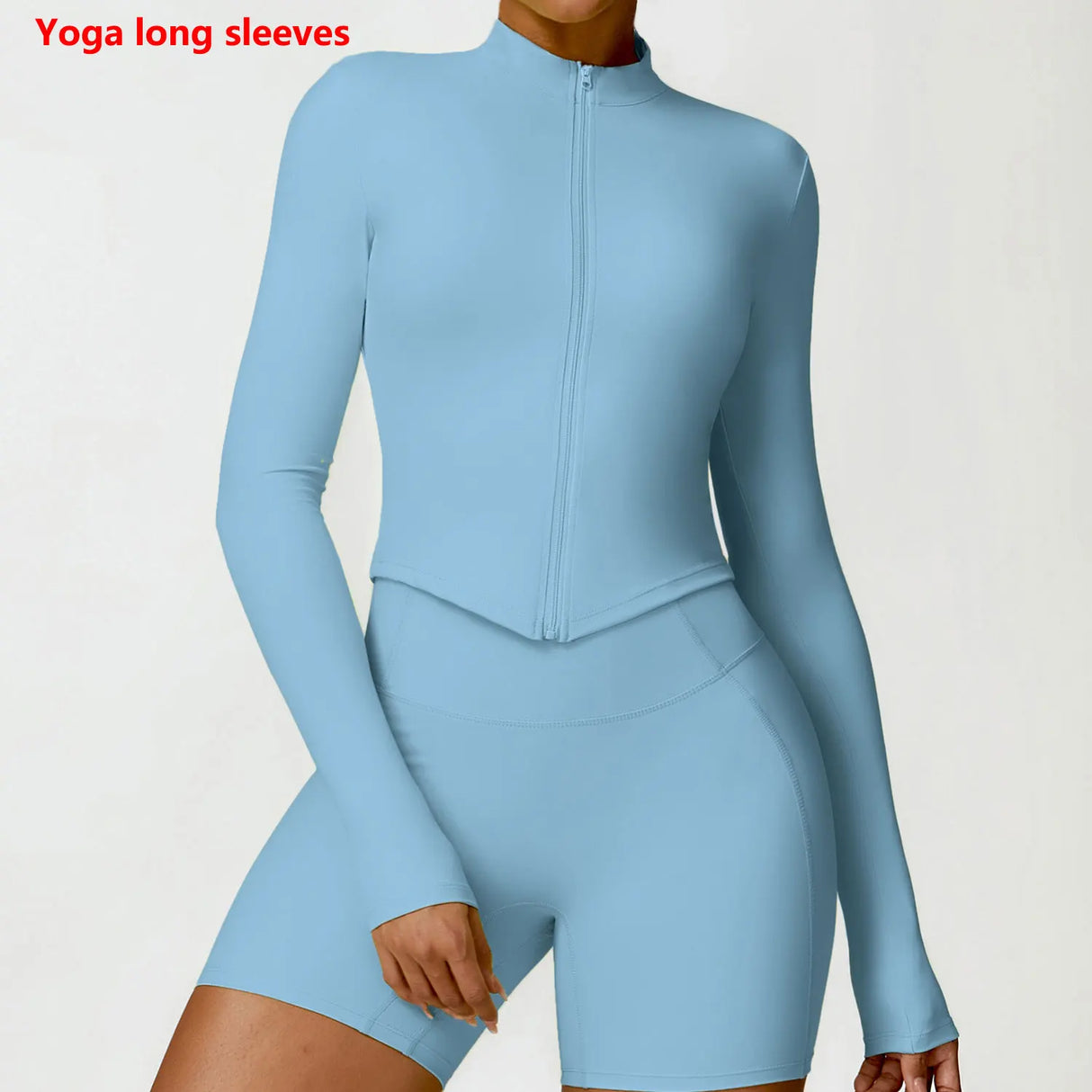 Women's Zip Long Sleeve Yoga Jacket – Gym Push-Up Sportswear Top