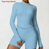 Women's Zip Long Sleeve Yoga Jacket – Gym Push-Up Sportswear Top