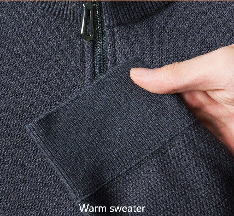 Men Half Zip Velvet Knit Sweater