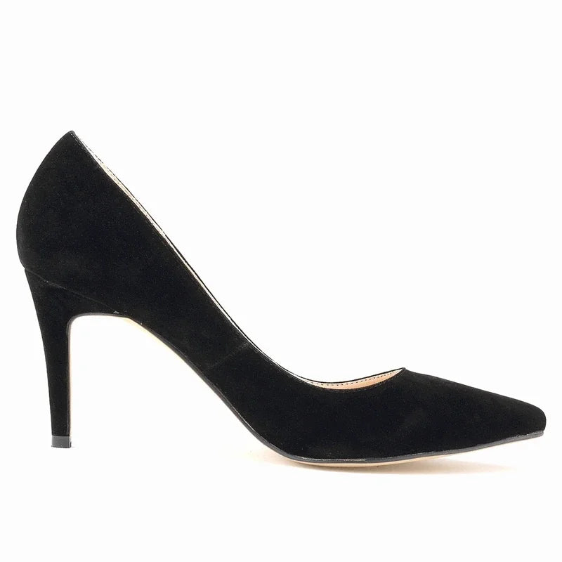 8cm Suede Pointed Pumps – Red Party Heels
