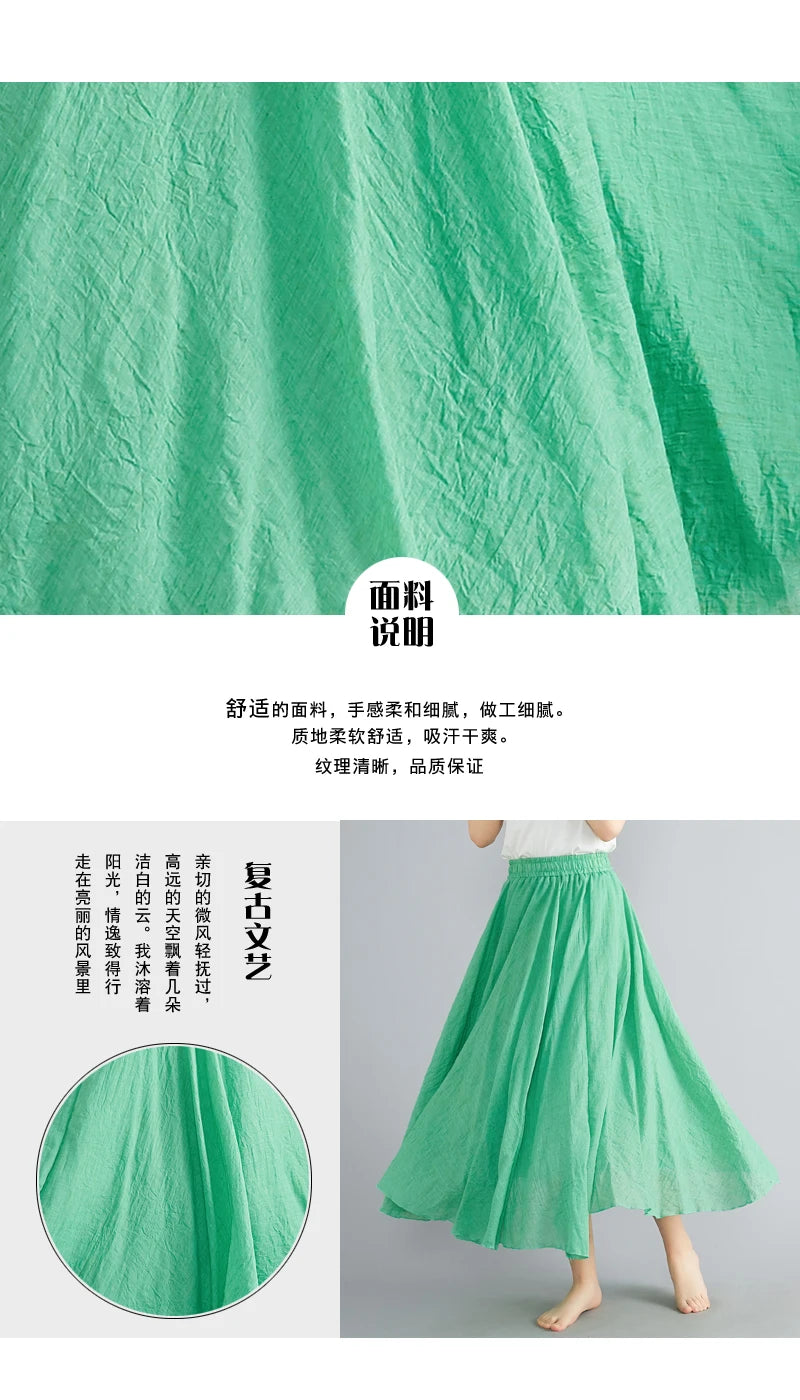 Women Linen Maxi Skirt