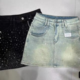 StarFlare™ – Rhinestone Slim Skirt (Black A-Line, Summer 2025)