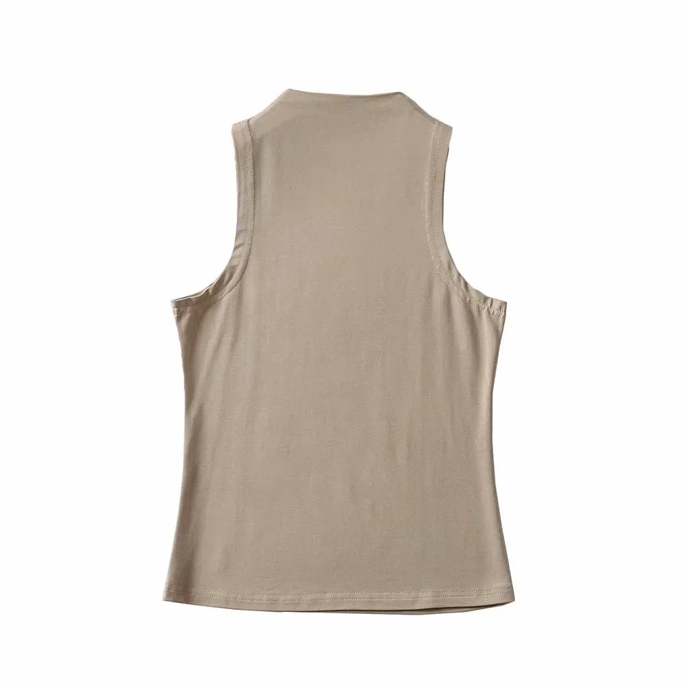 Solid Color Sleeveless Crop Tank Top
