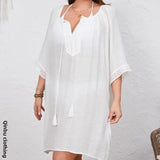 Women White Sleeveless A-Line Dress