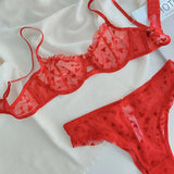 Women Mesh Heart Lingerie Set
