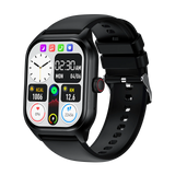 LEMFO LT10 Smart Watch 2024 display showing time and fitness metrics, featuring a sleek black design and Bluetooth capabilities.