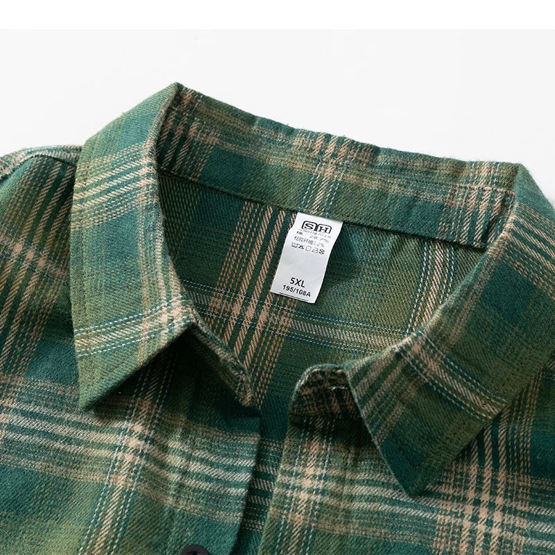 Men Oversized Plaid Shirt