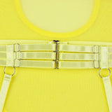 Women Mesh Splicing Suspender Jumpsuit