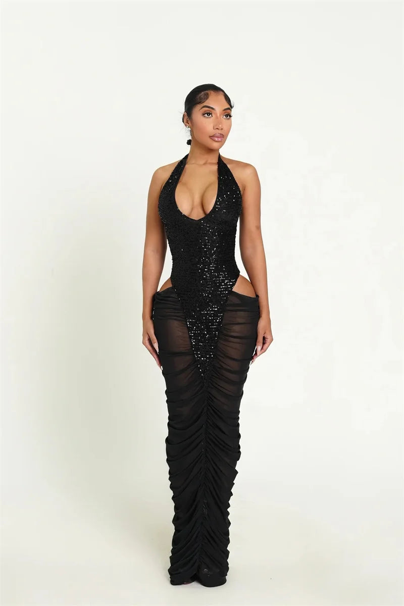 Women's Sequin Bodycon Maxi Dress