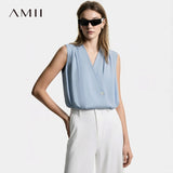 Amii Sleeveless Chiffon Office Blouse
