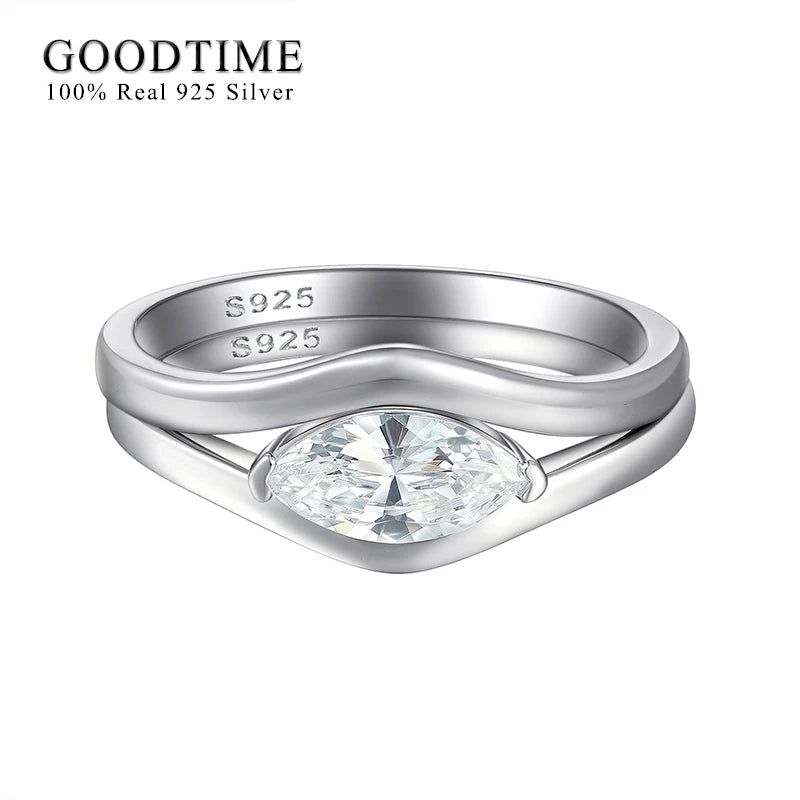 925 Sterling Silver Zircon Ring Set