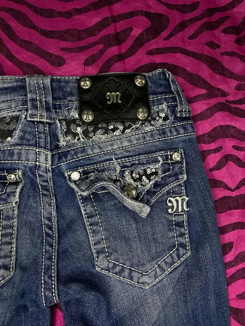 Miss Me Y2K Rhinestone Wide Jeans