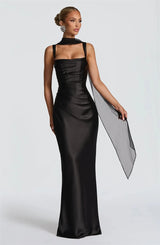 Luxe Satin Halter Evening Gown