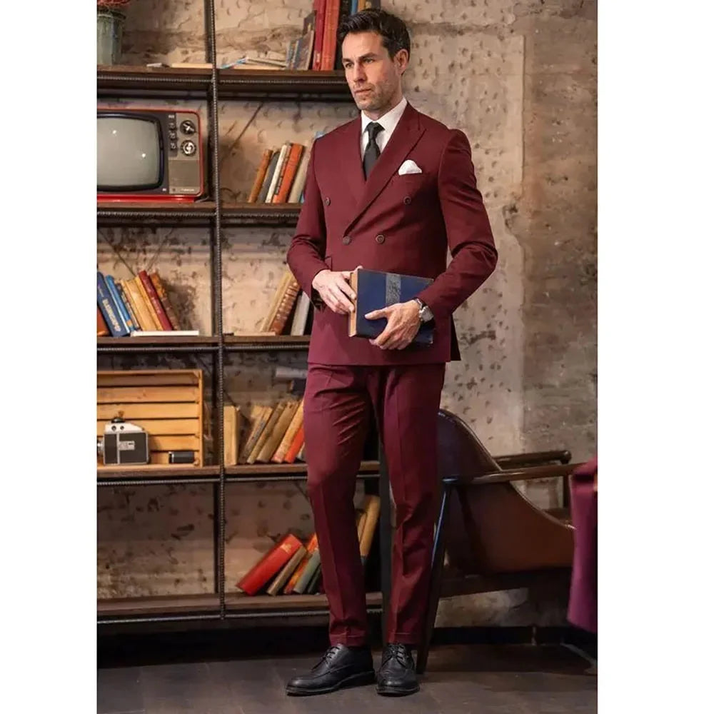 Men's Plus Size Double-Breasted Suit – 2-Piece