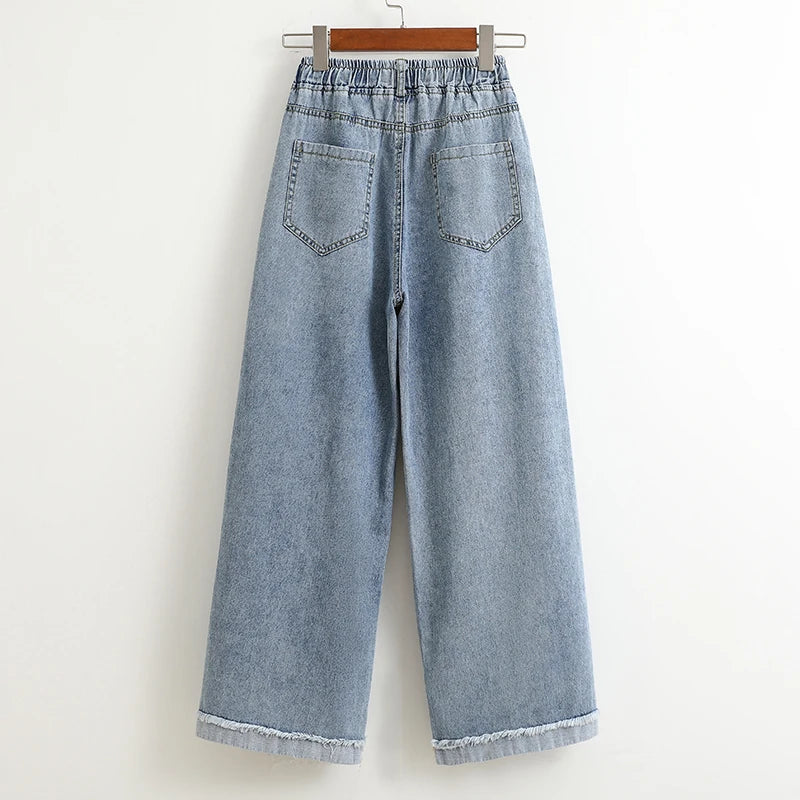 Women Plus Size High Waist Wide Leg Jeans
