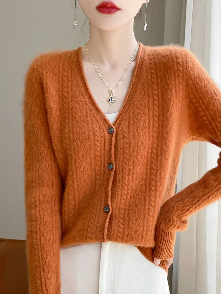 Women Merino Wool Cashmere Cardigan