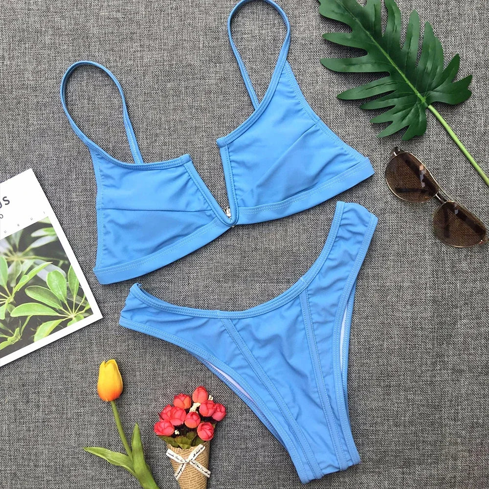 Denim V-Thong Bikini