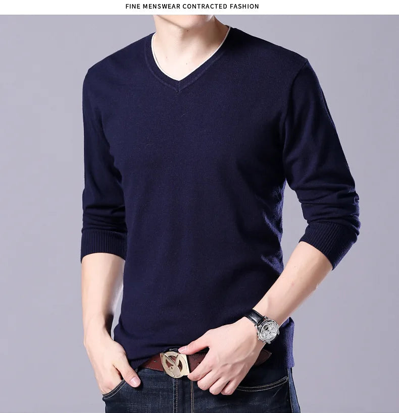 سترة رجالية محبوكة برقبة على شكل حرف V بمقاسات كبيرة