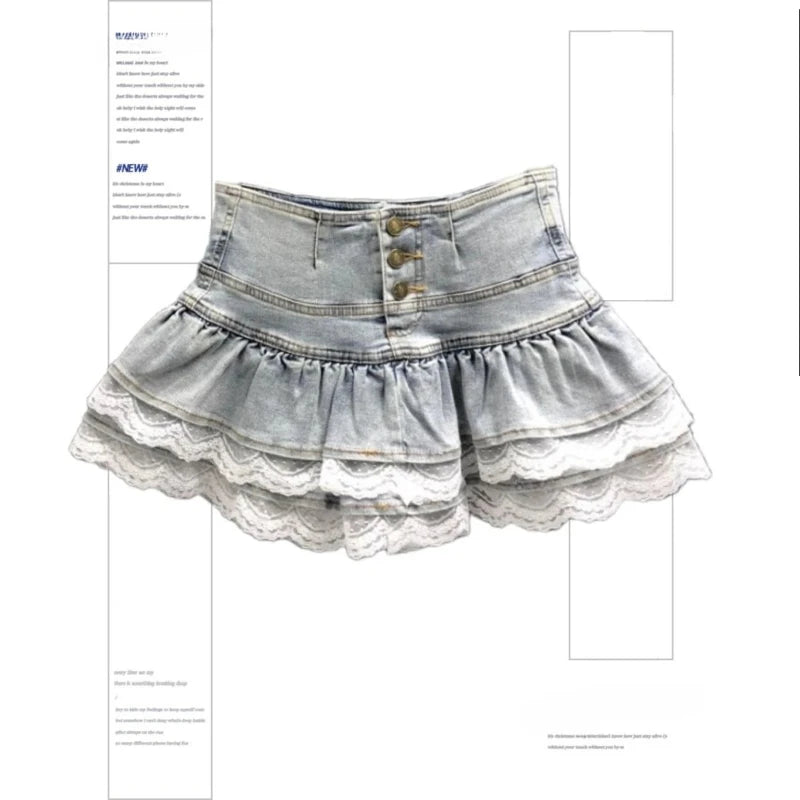 StreetBelt™ – Riveted Mini Skirt (Blue Black High Street Y2K)