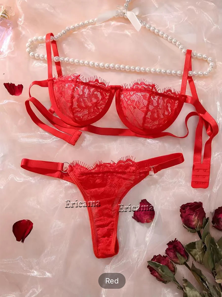 Floral Embroidery Lingerie Set