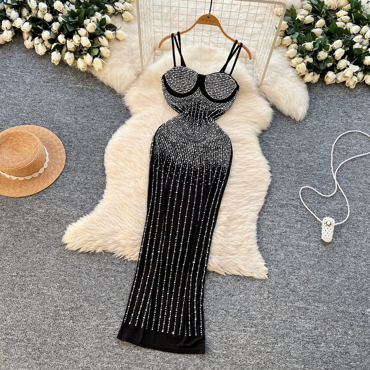 Women's Strapless Beaded Evening Dress