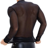 Men's Plus Size Black Gauze Shirt – Long Sleeve