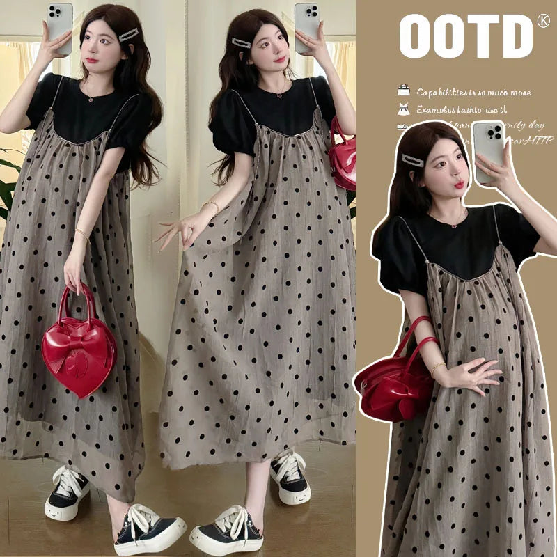 Summer Maternity Two-Piece Skirt Set