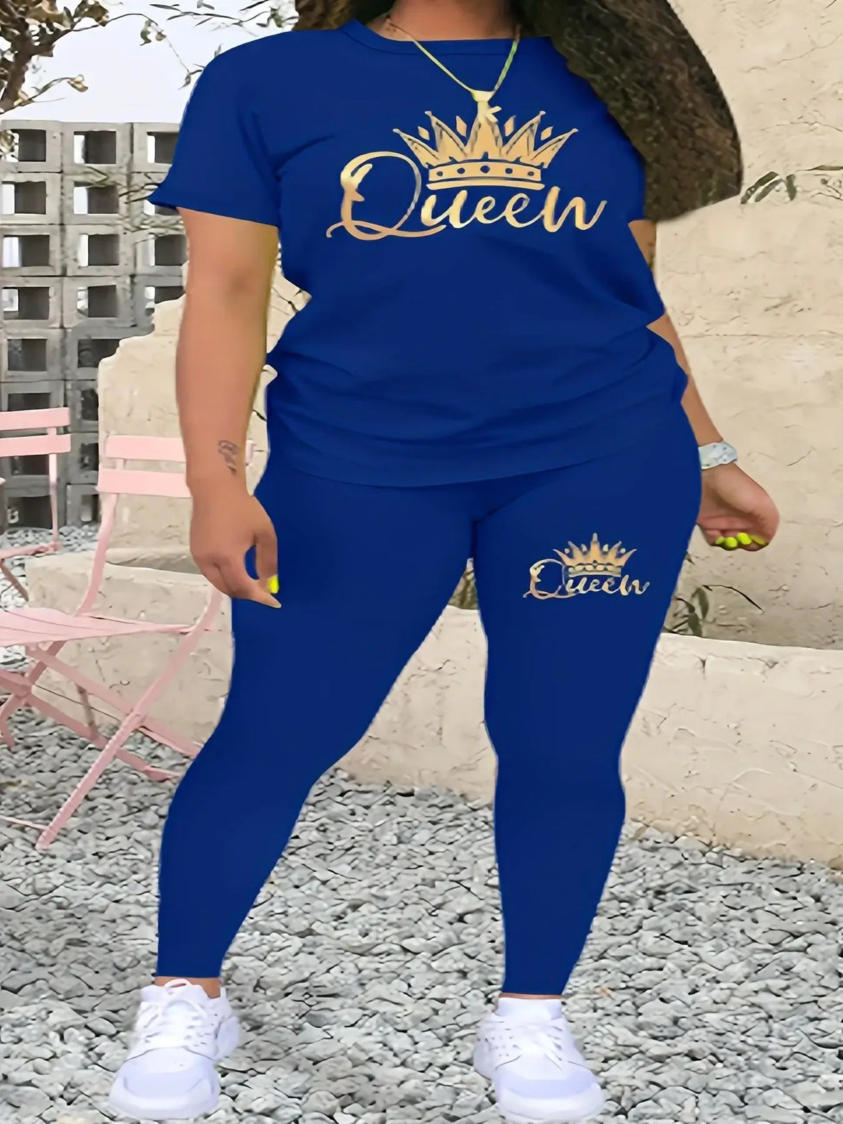 Women Plus Size Printed Casual Set