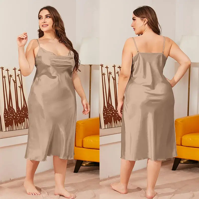 Women Satin Chemise Nightdress Plus Size Sleepwear