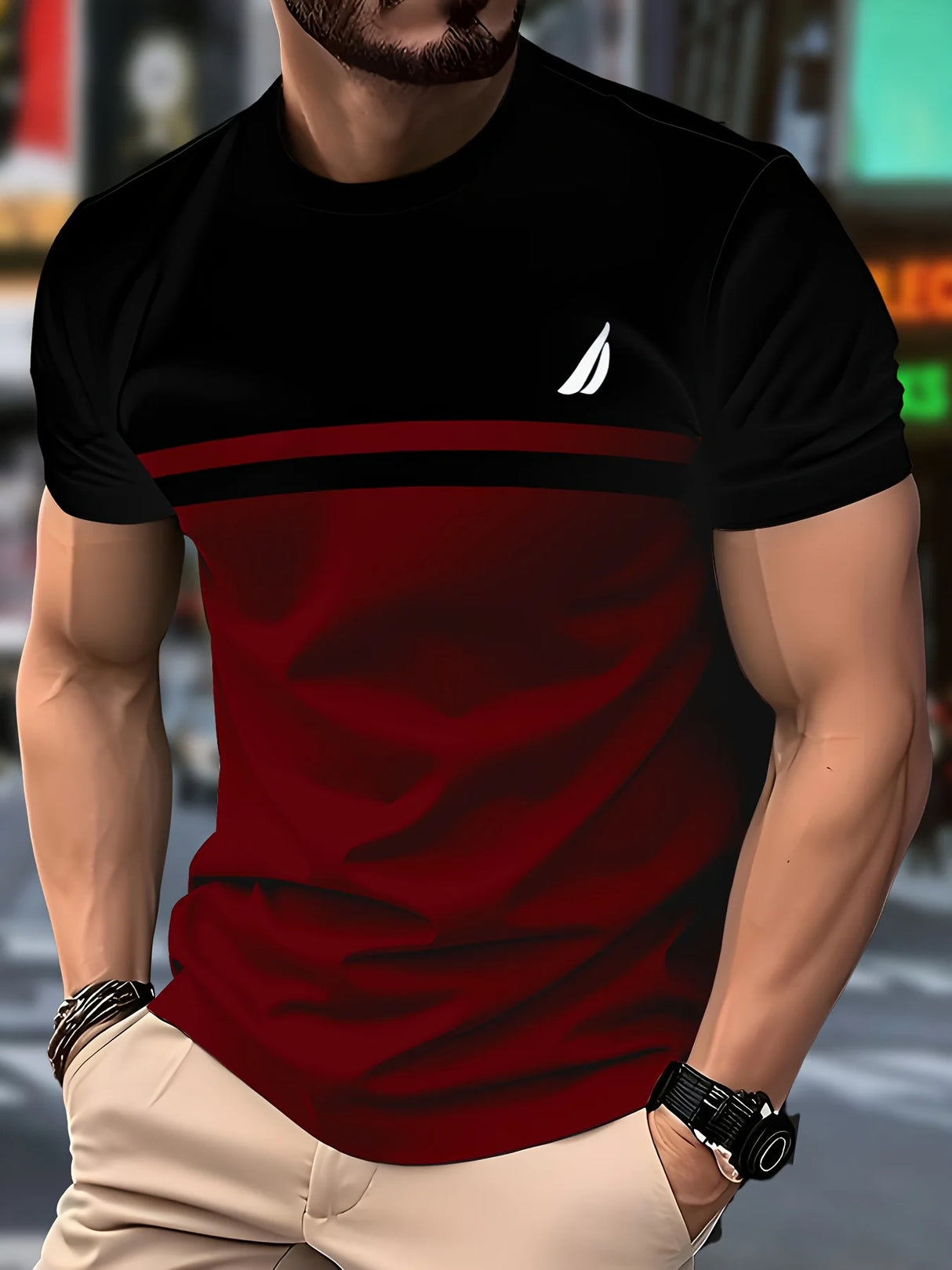 Men’s 3D Stripe Crewneck T-Shirt
