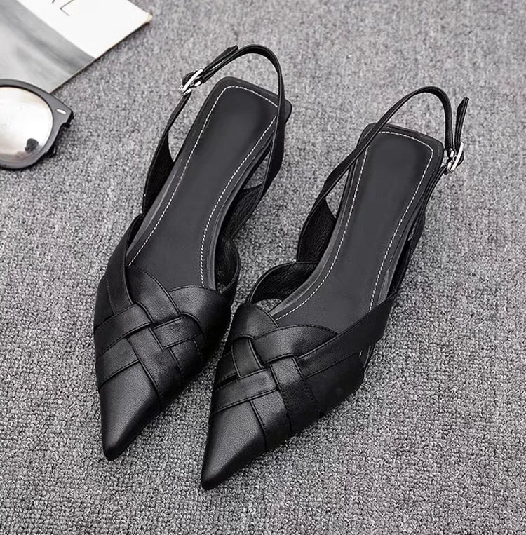 Woven Pointed Toe Heels – Elegant Sandals