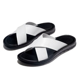 Men Italian PU Leather Slip-On Slippers