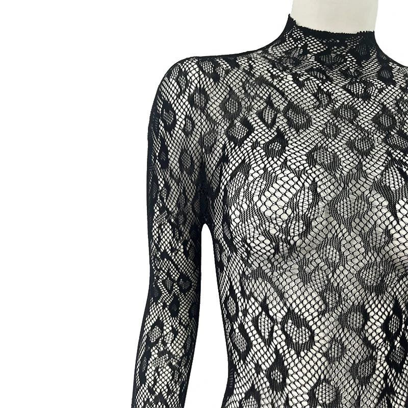 Women Lace Fishnet Club Jumpsuit
