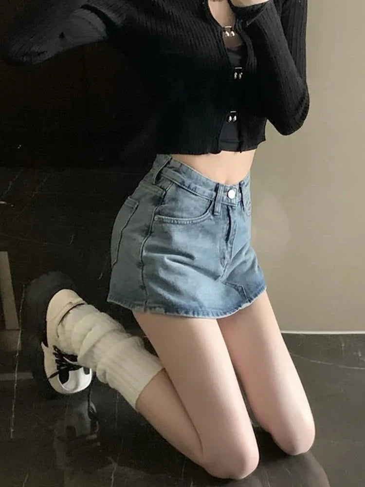 CuteGlow™ – Korean High Waist Mini Skirt (Slim Fit, Vintage Street)