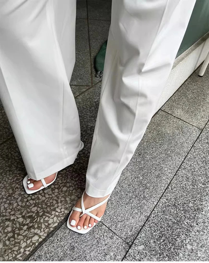 Women’s High Heel Clip Toe Slide Sandals