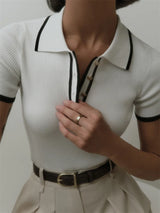 Women's Slim Contrast Knit Pullover