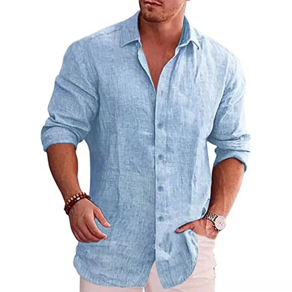 Men Linen Long Sleeve Shirt
