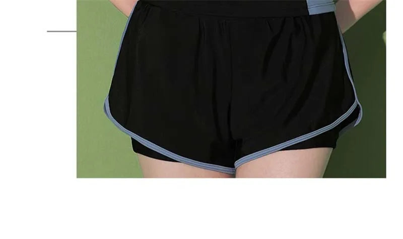 Women Patchwork Short Sleeve Swimsuit