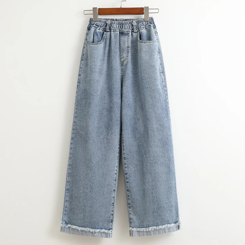 Women Plus Size High Waist Wide Leg Jeans