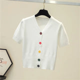 Women's Short Sleeve Crop Knit Sweater